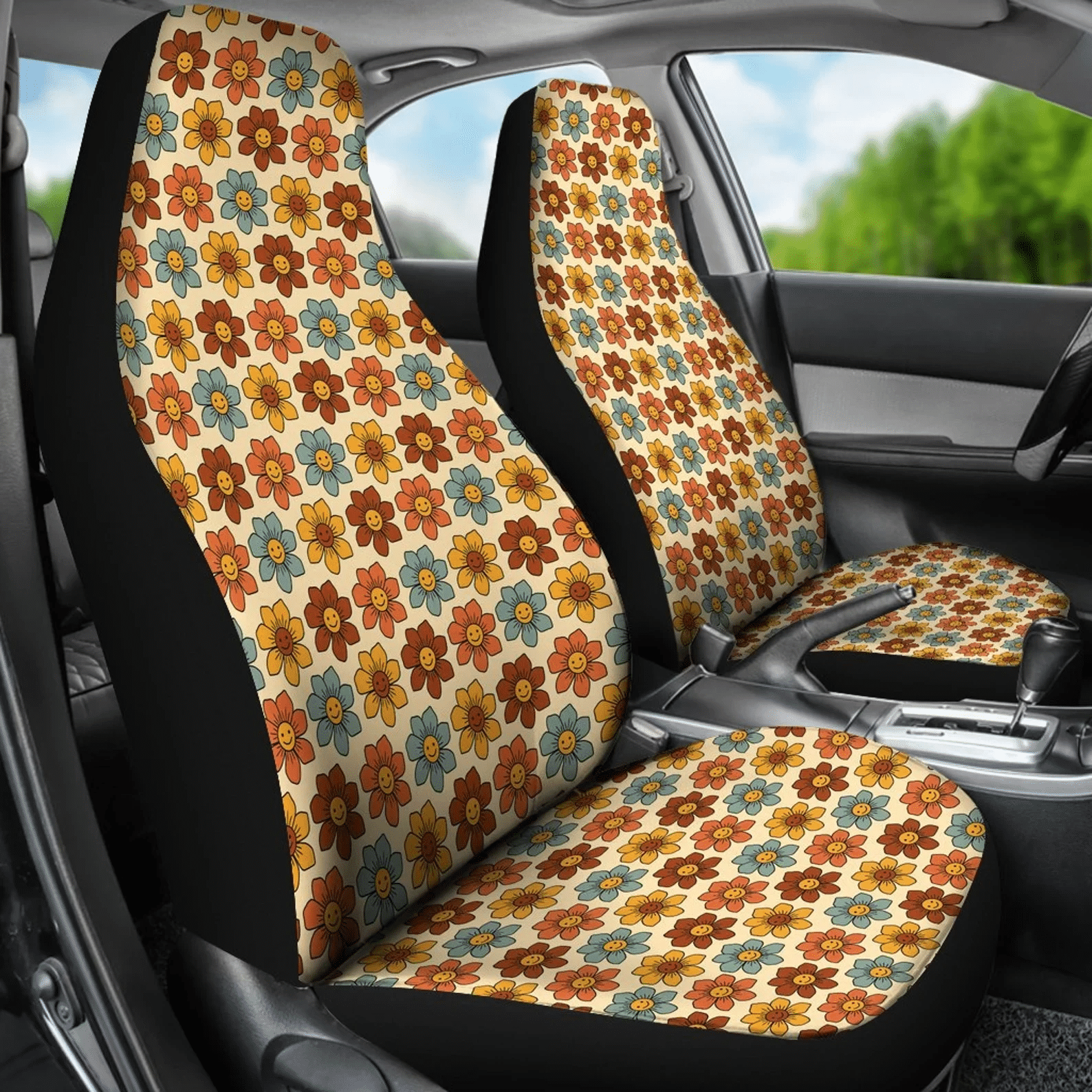 Flower Power Car Seat Covers/ Retro Car Seat Covers/ Retro Car Accessories