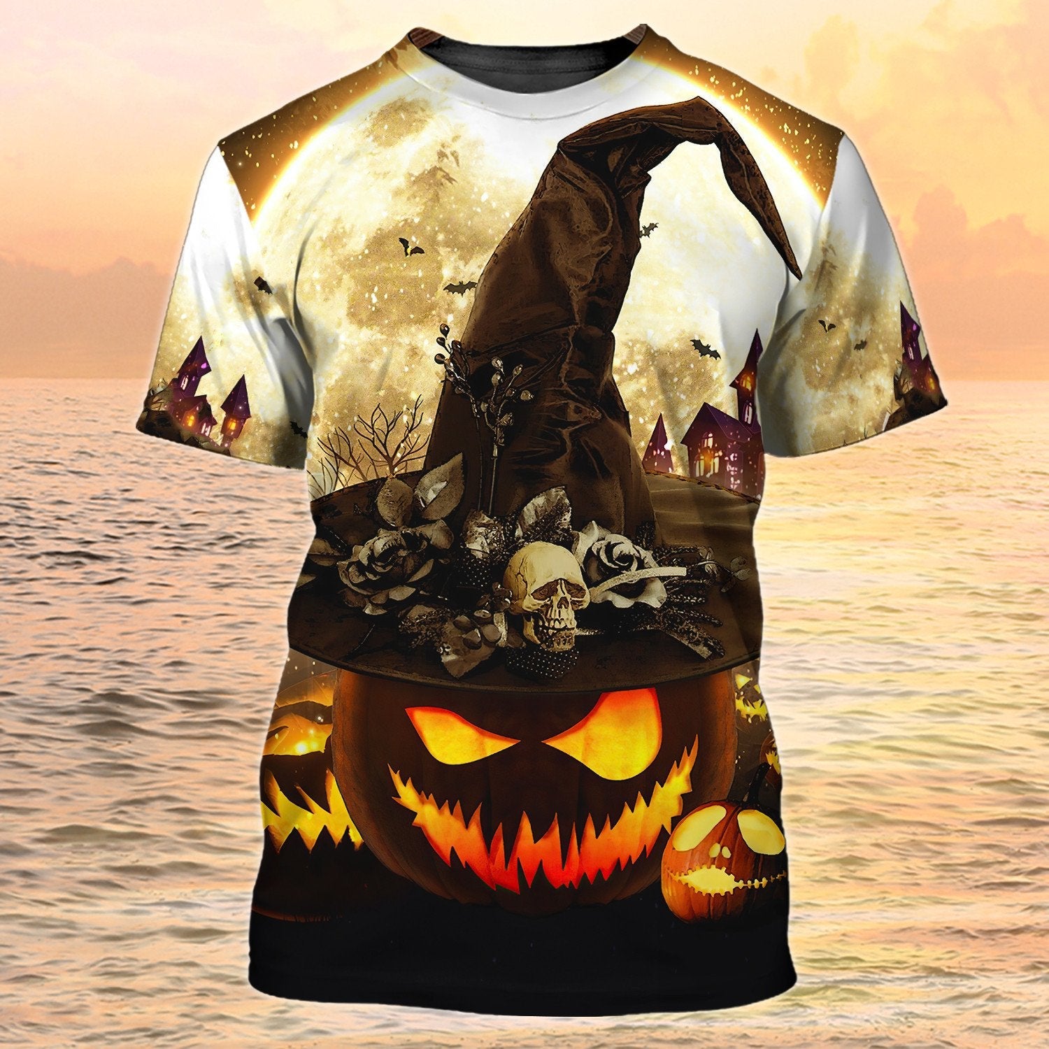 3D Skull Halloween On Pumpkin Shirt Halloween 3D T Shirt Men Women