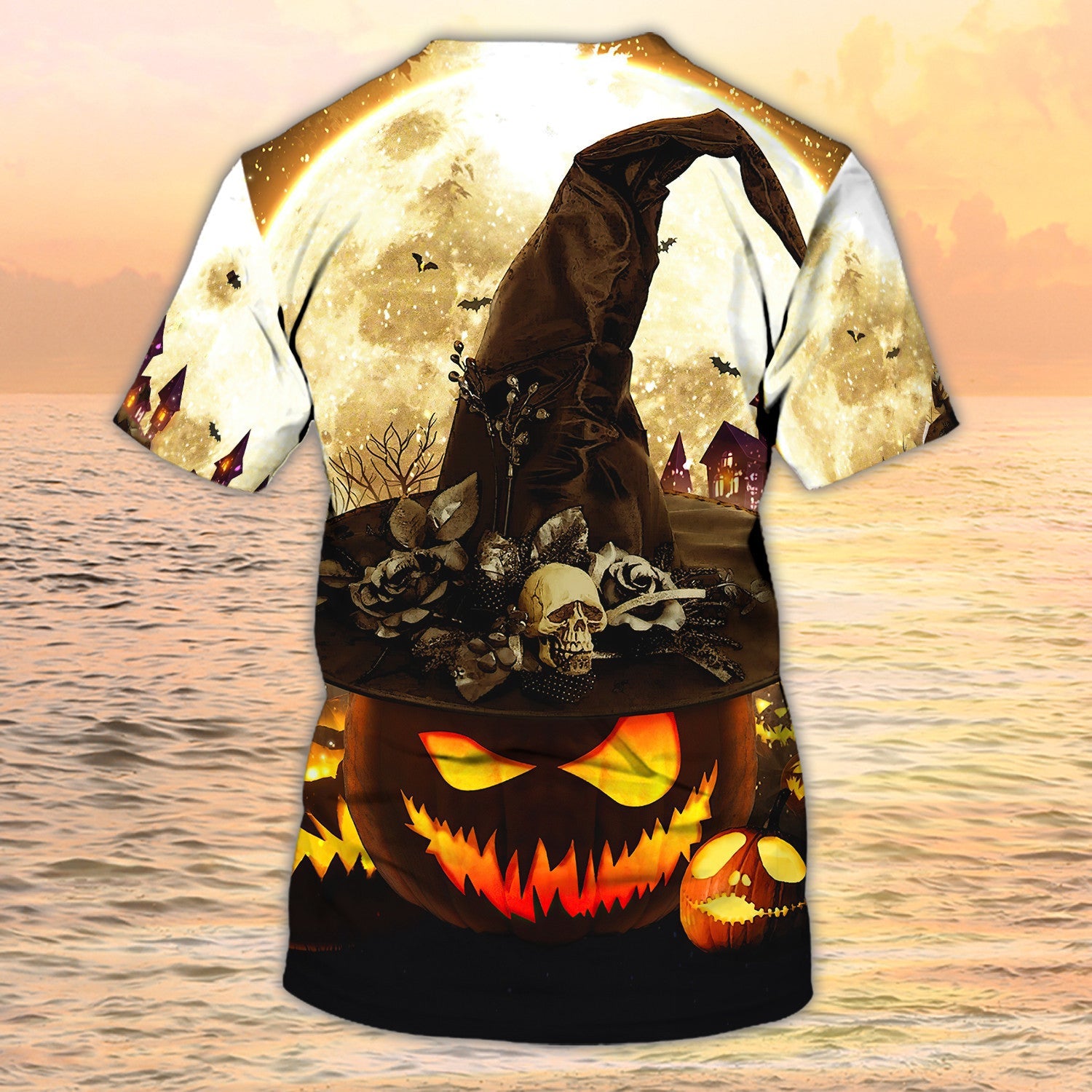 3D Skull Halloween On Pumpkin Shirt Halloween 3D T Shirt Men Women