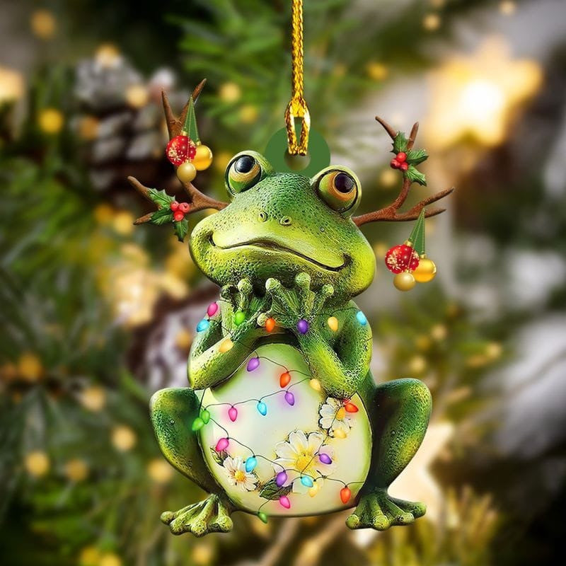 Frog Custom Shape Acrylic Christmas Ornament for Frog Lovers