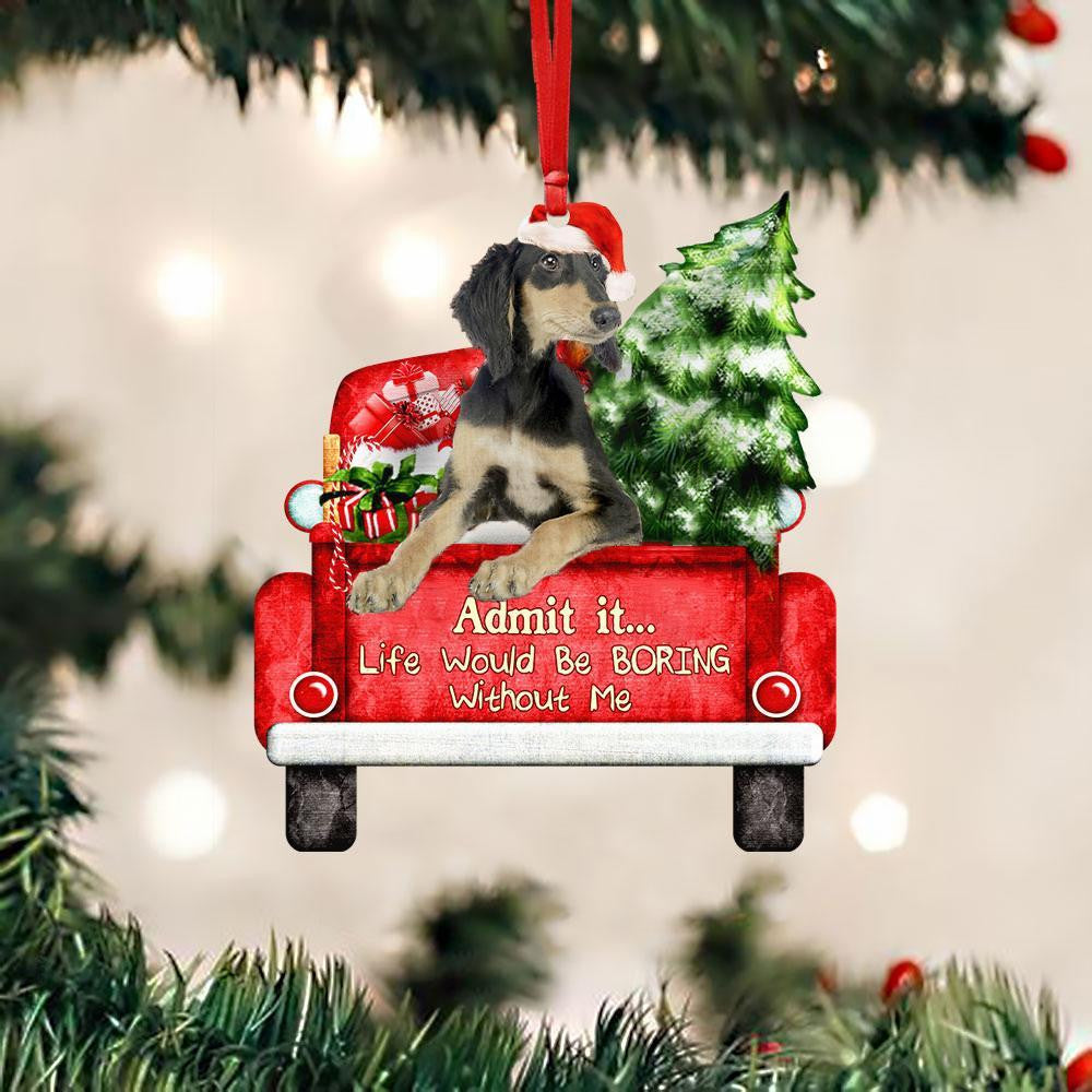 Saluki On The Red Truck Acrylic Christmas Ornament