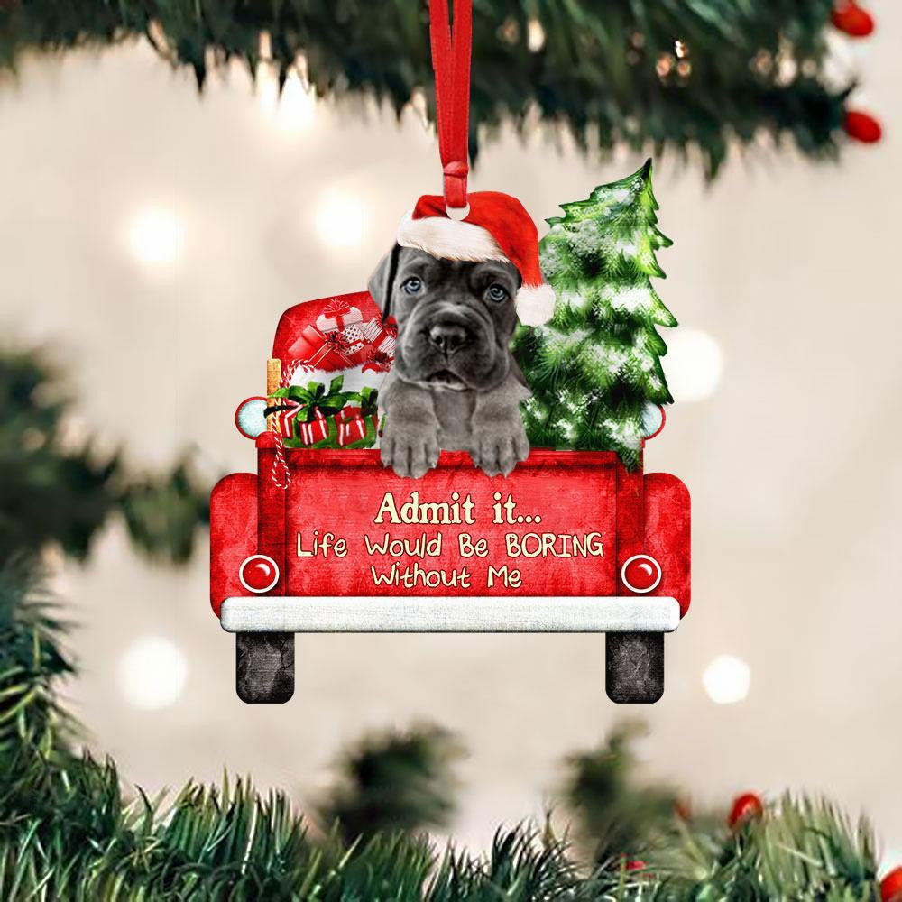Cane Corso On The Red Truck Acrylic Christmas Ornament