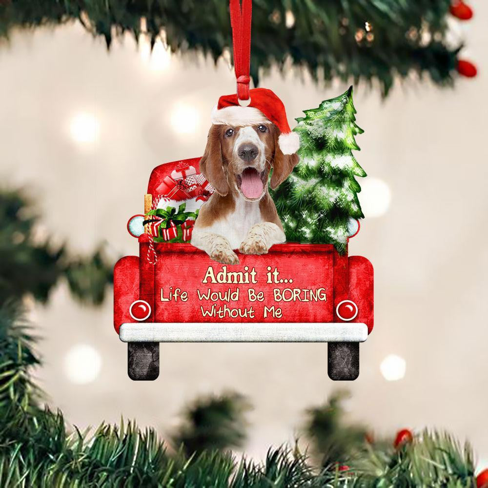 Welsh Springer Spaniel On The Red Truck Acrylic Christmas Ornament