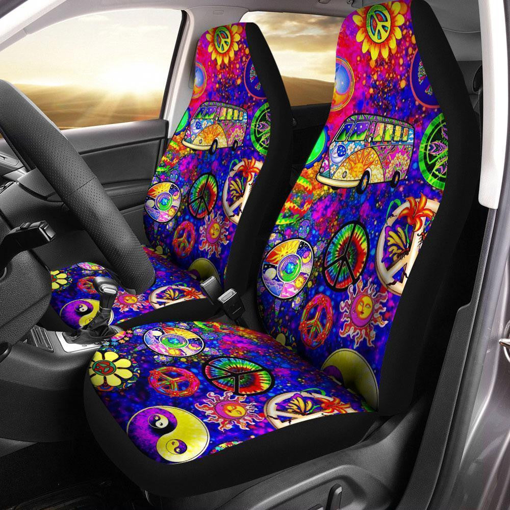 Peace Signs Car Seat Covers Pattern Custom Colorful Car Accessories