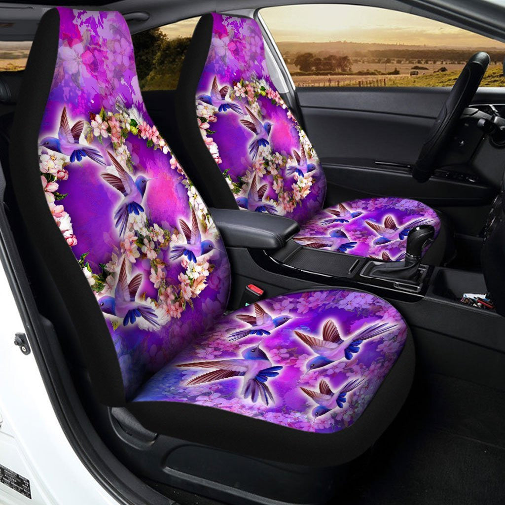 Peace Sign Car Seat Covers Custom Flower Hummingbirds Car Accessories