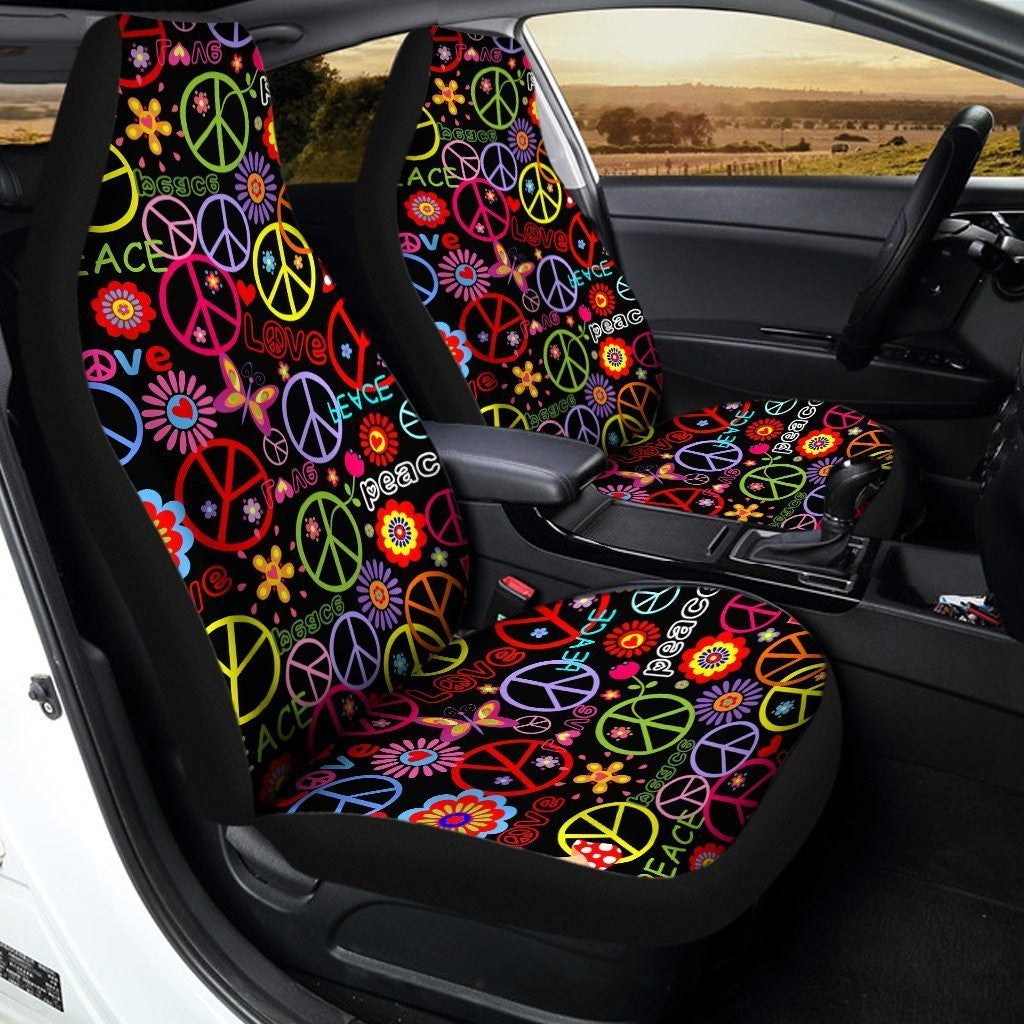 Peace Car Seat Covers Custom Love Peace Flower Car Accessories