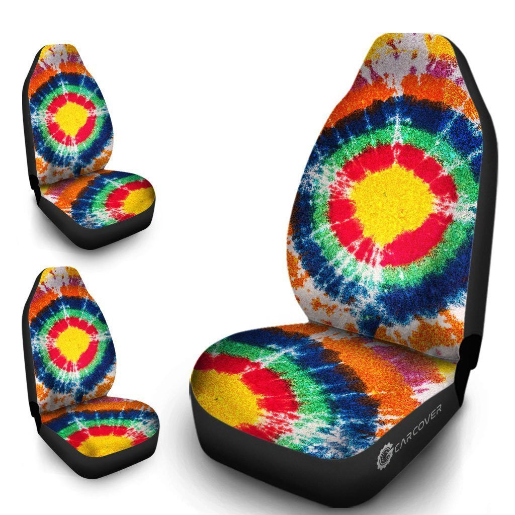 Bullseye Tie Dye Car Seat Covers Custom Hippie Car Accessories
