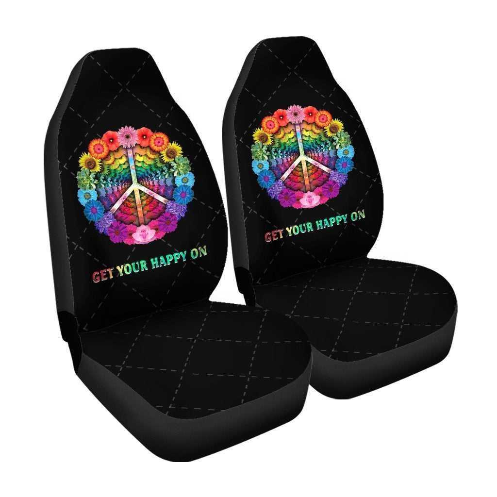 Colorful Flower Peace Car Seat Covers Get Your Happy On