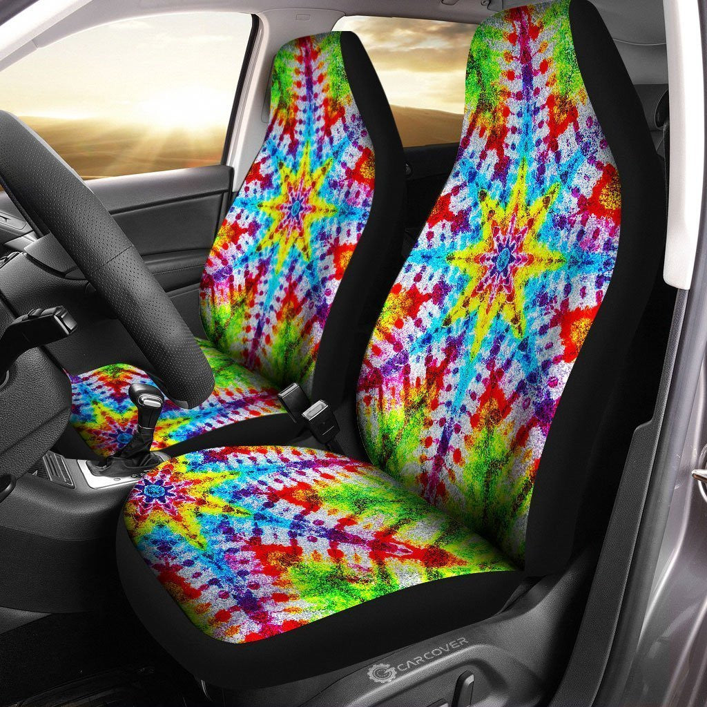 Star Tie Dye Car Seat Covers Custom Car Accessories Hippie Gifts