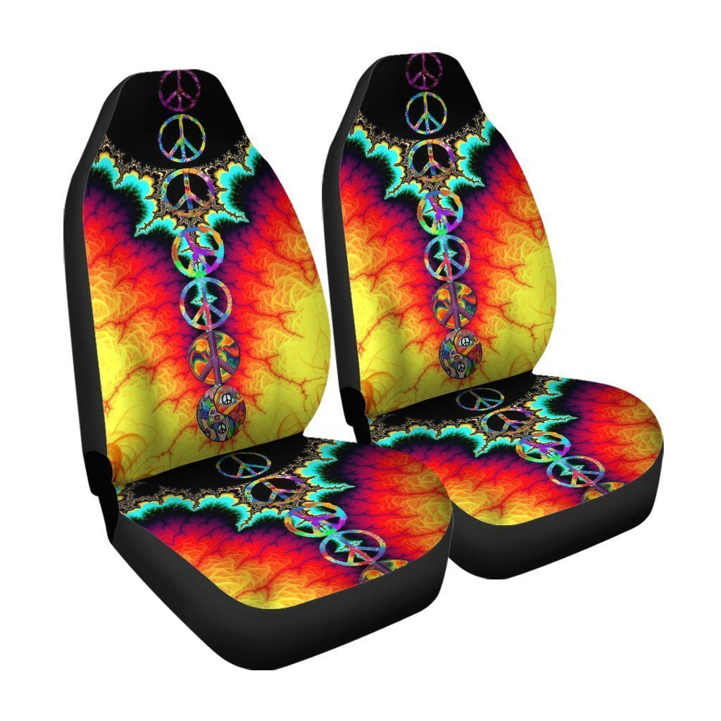 Peace Symbols Car Seat Covers Custom Hippie Car Accessories