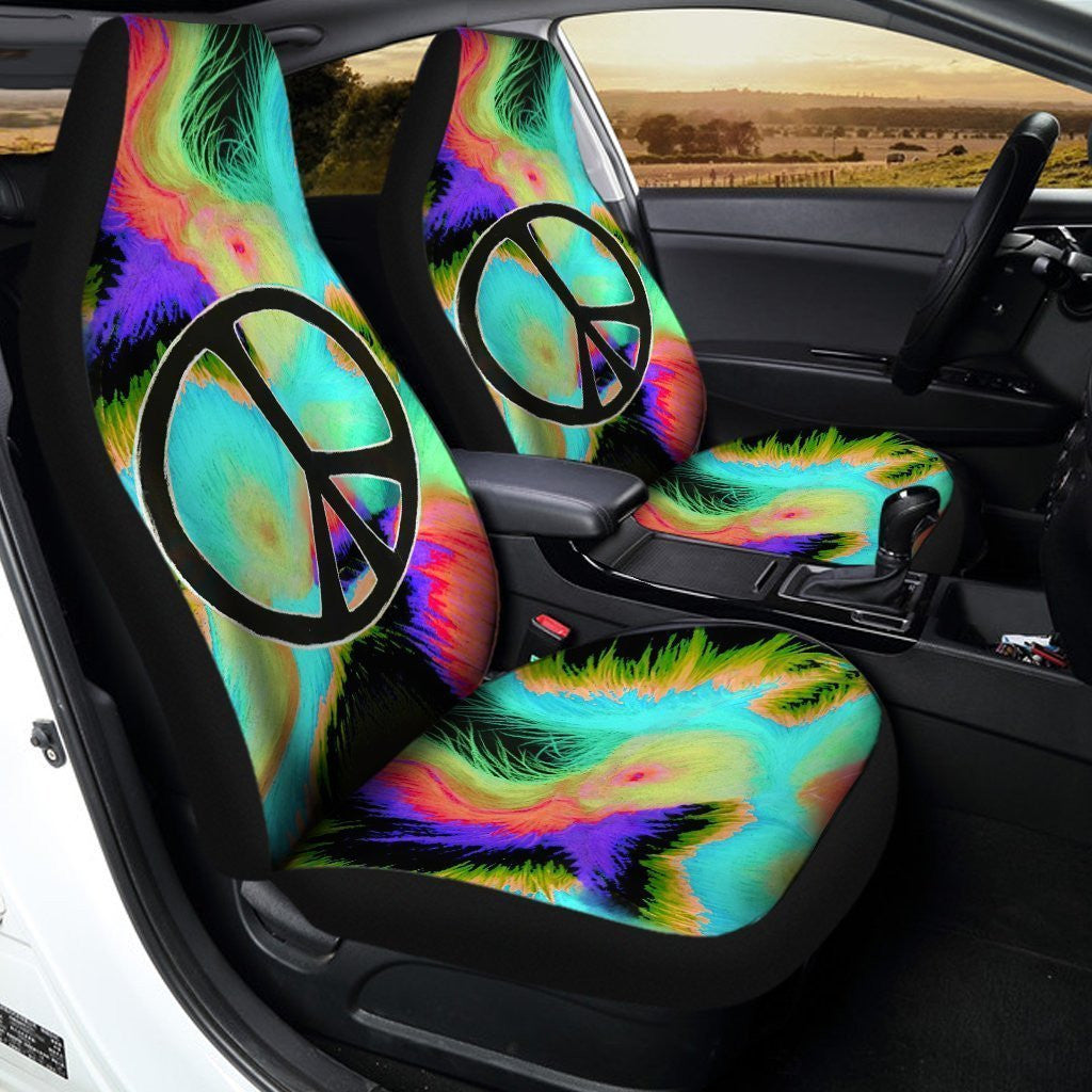 Peace Symbol Car Seat Covers Custom Hippe Car Accessories