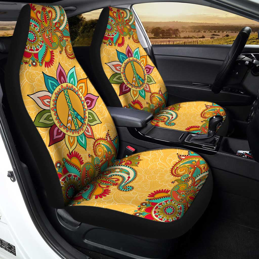 Peace Symbol Mandala Car Seat Covers Custom Yoga Car Accessories