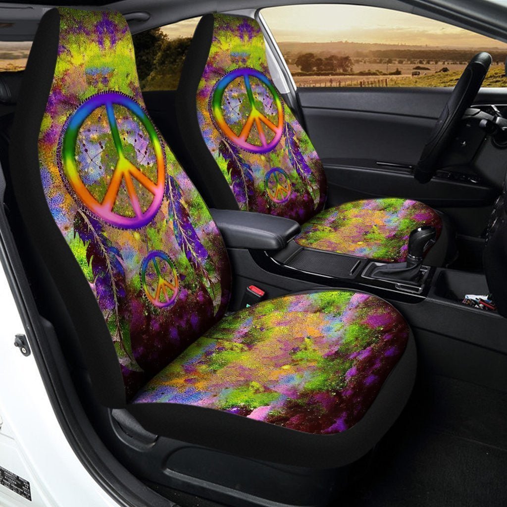 Dream Catcher Peace Car Seat Covers Custom Hippie Car Accessories