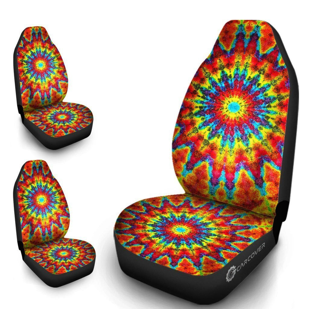 Kaleidoscope Tie Dye Car Seat Covers Custom Hippie Car Accessories