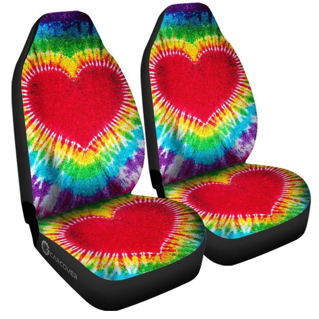 Heart Tie Dye Car Seat Covers Custom Hippie Car Accessories