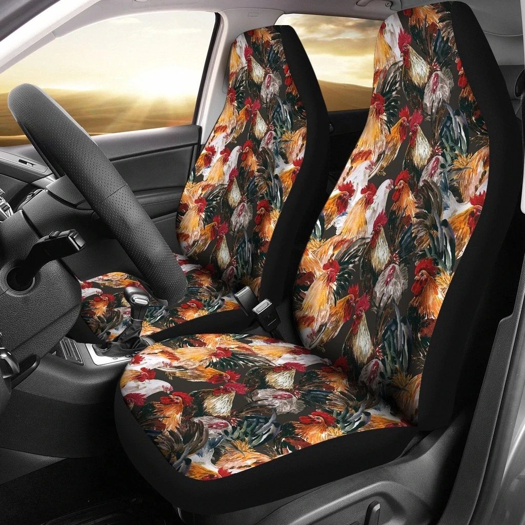 Farm Chicken Hen Car Seat Covers Set 2 Pc/ Car Accessories Car Mats Covers
