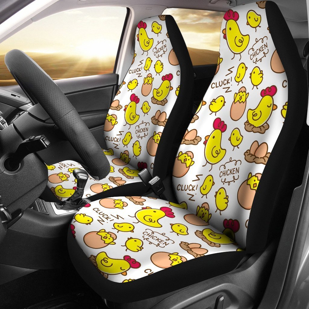 Farm Chicken Hen Chick Pattern Print Seat Cover Car Seat Covers Set 2 Pc/ Car Accessories Car Mats