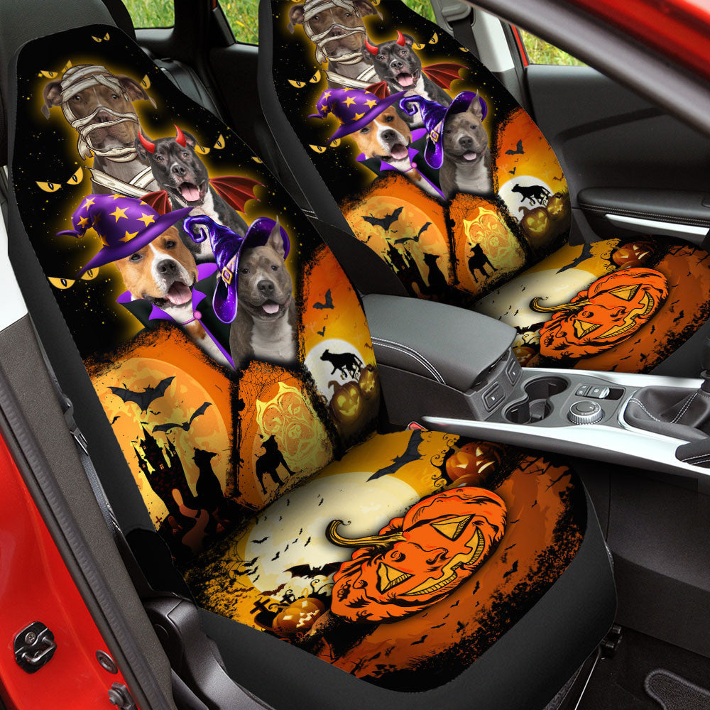 American Staffordshire Terrier Halloween Pumpkin Scary Car Seat Covers