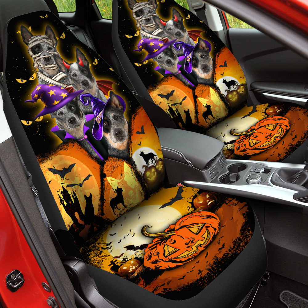 Australian Cattle Dog Halloween Pumpkin Scary Car Seat Covers
