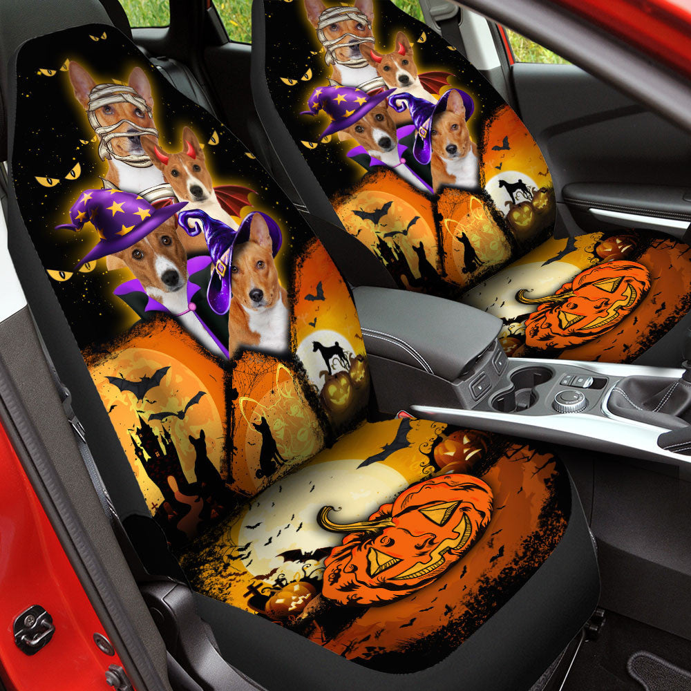 Basenji Halloween Pumpkin Scary Car Seat Covers