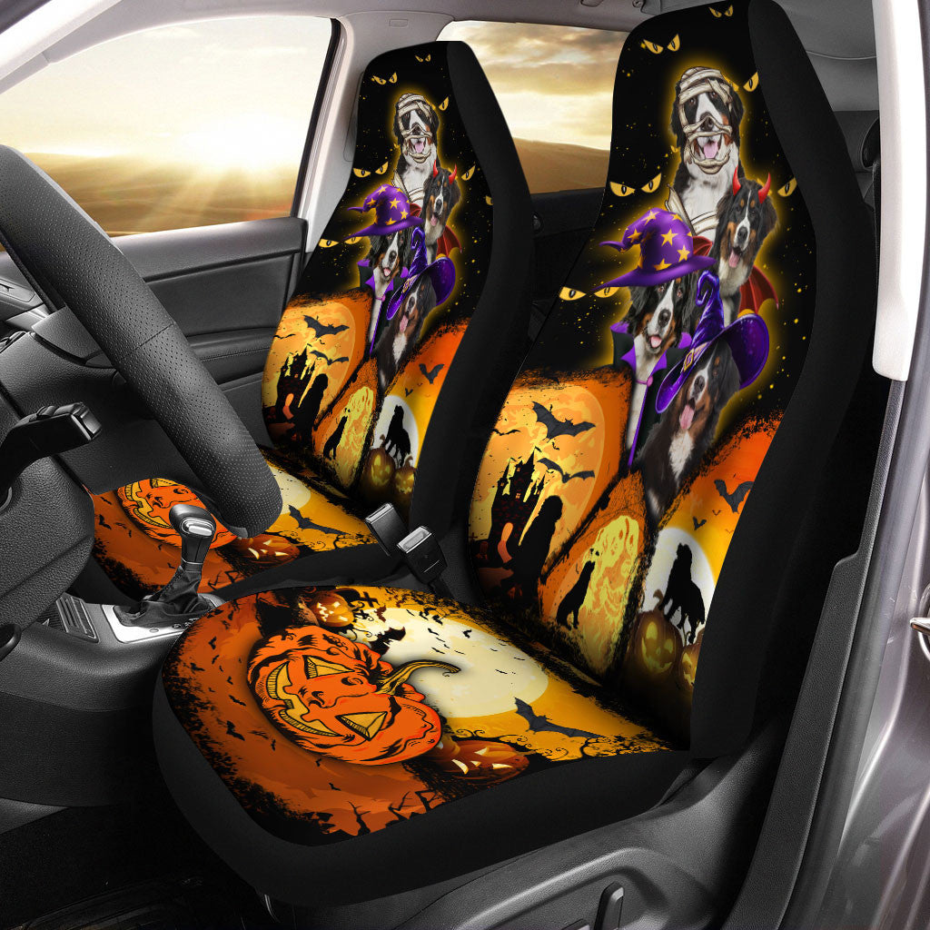 Bernese Mountain Dog Halloween Pumpkin Scary Car Seat Covers