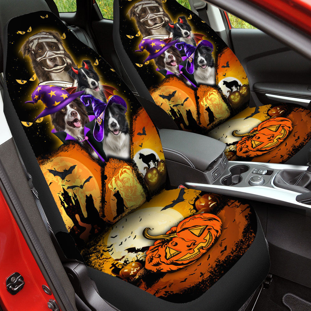 Border Collie Halloween Pumpkin Scary Car Seat Covers