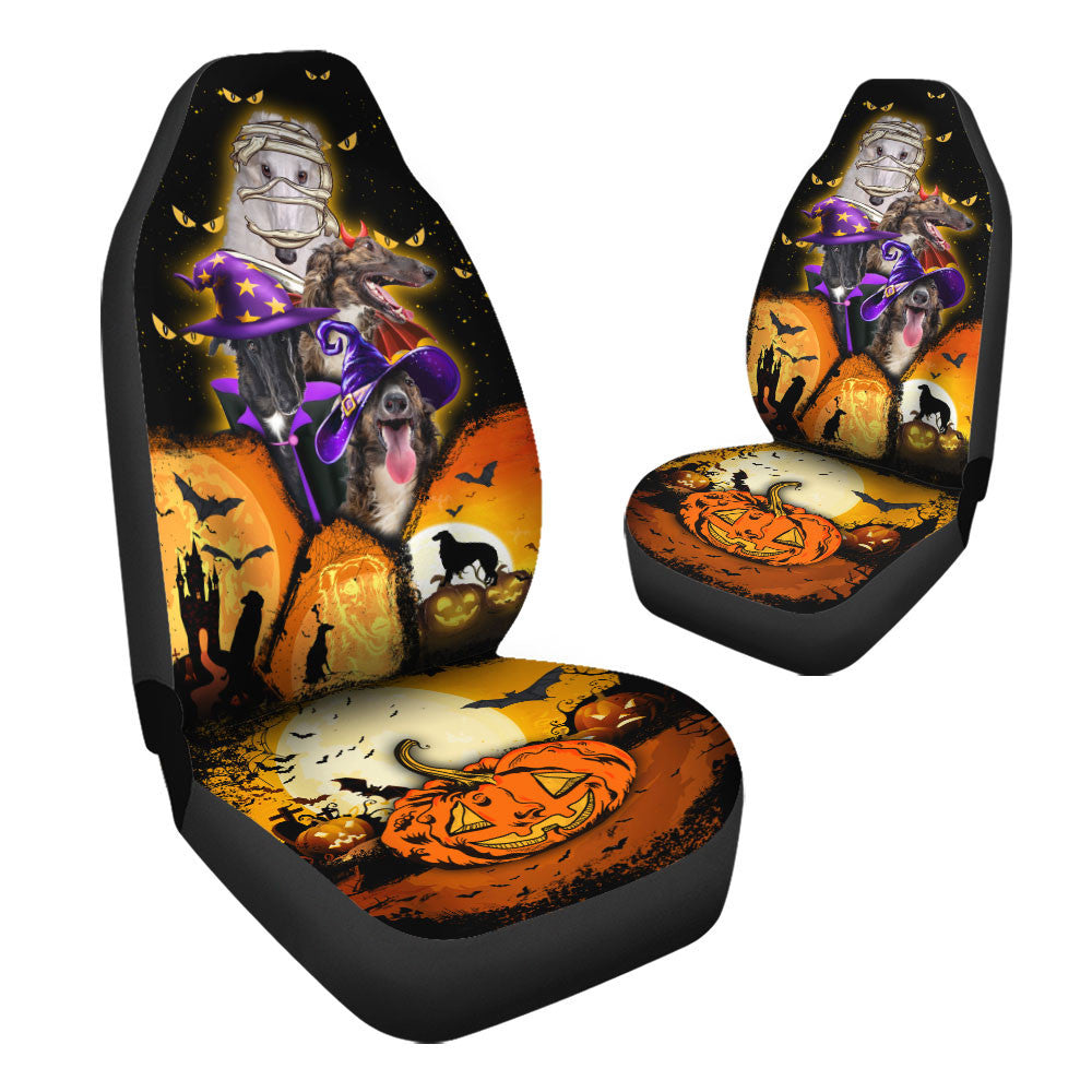 Borzoi Halloween Pumpkin Scary Car Seat Covers