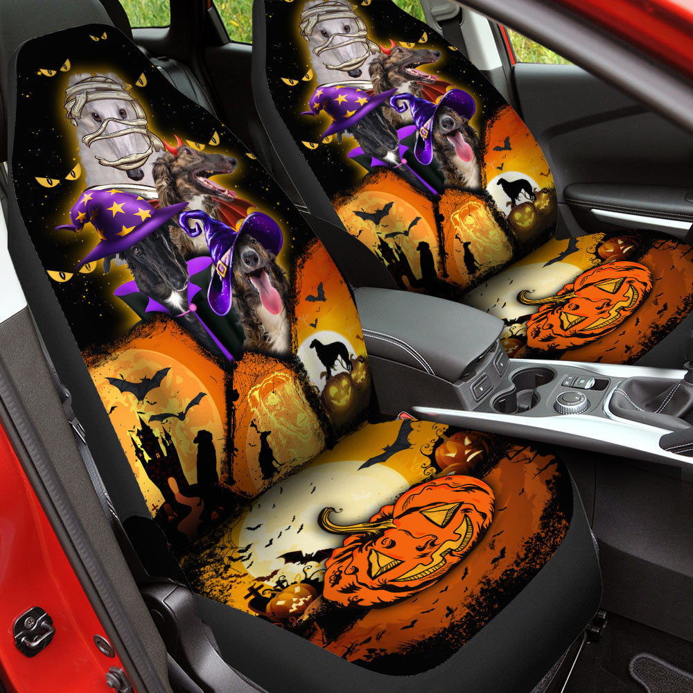 Borzoi Halloween Pumpkin Scary Car Seat Covers