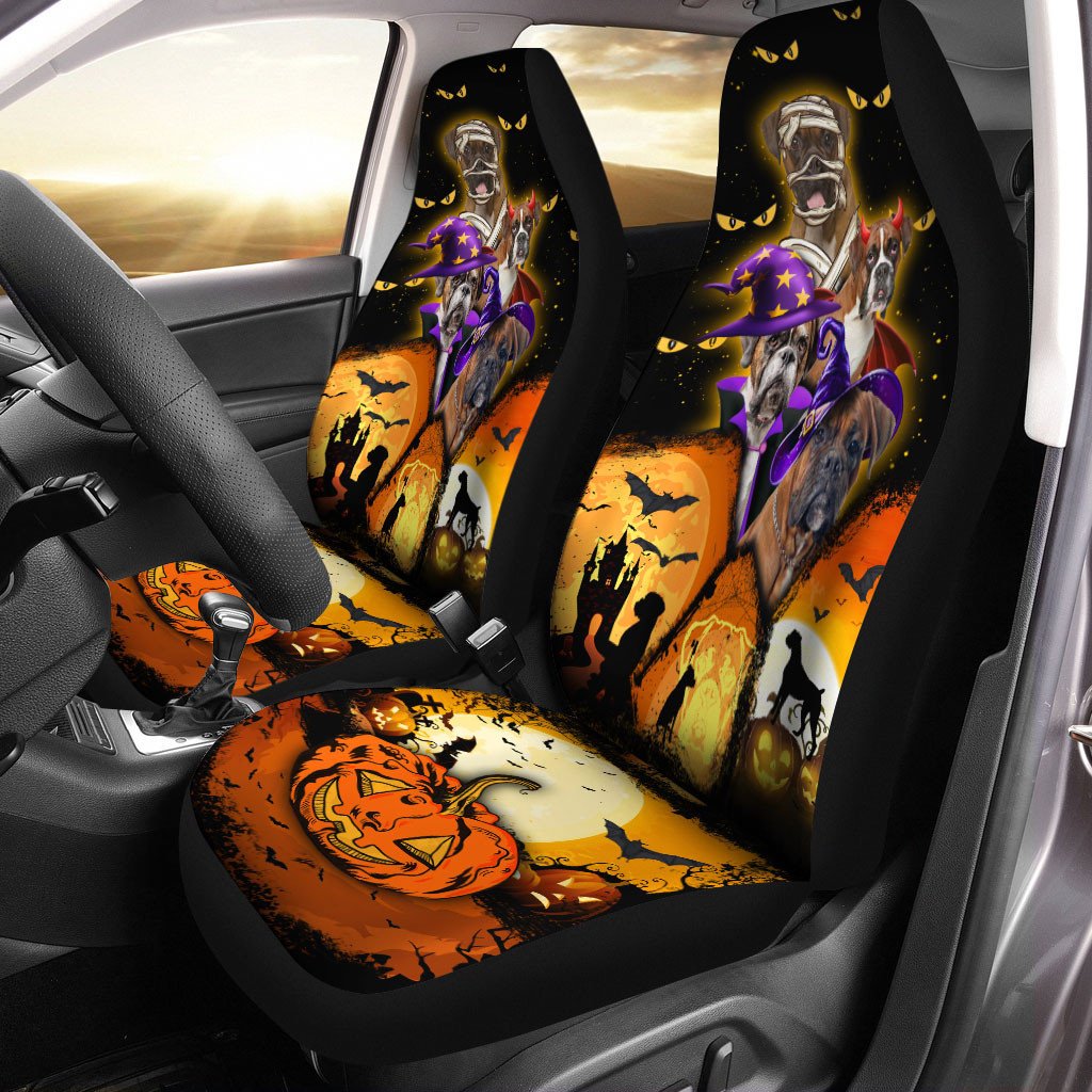 Boxer Halloween Pumpkin Scary Car Seat Covers