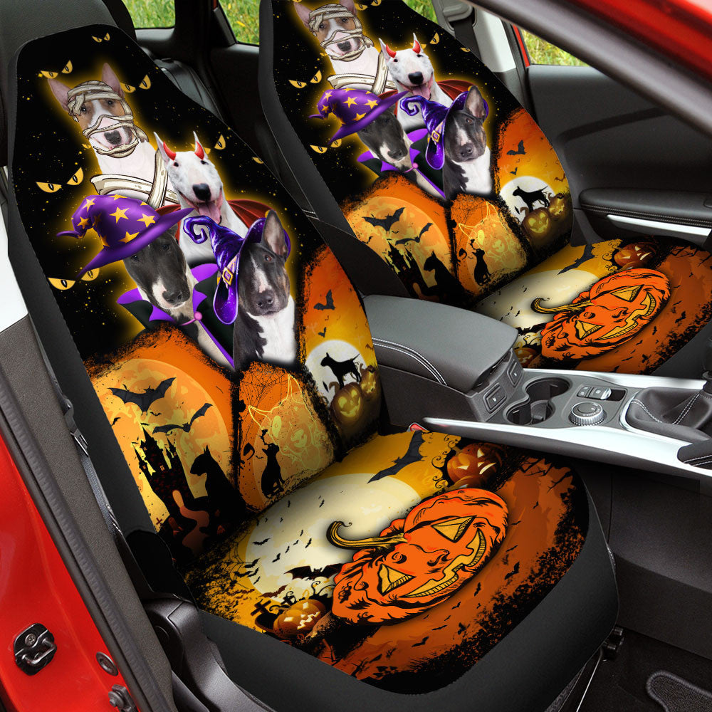 Bull Terrier Halloween Pumpkin Scary Car Seat Covers