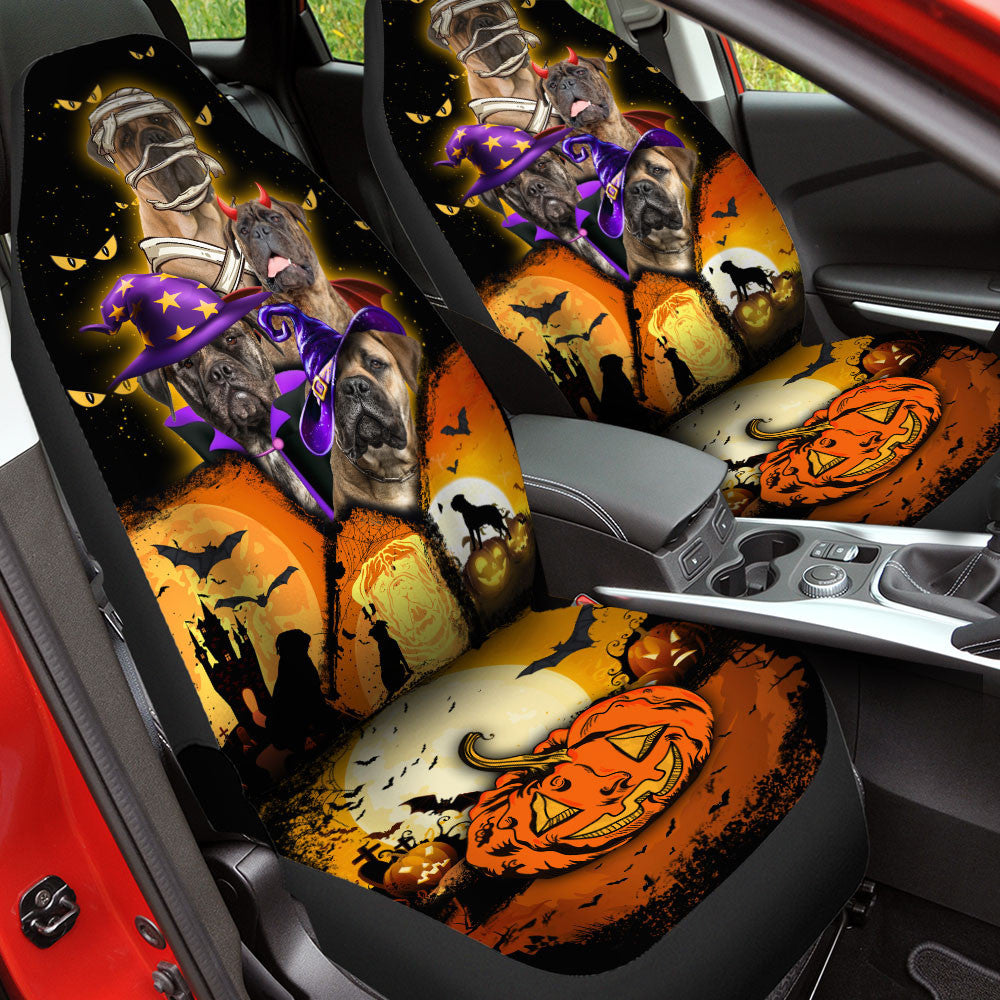 Bullmastiff Halloween Pumpkin Scary Car Seat Covers