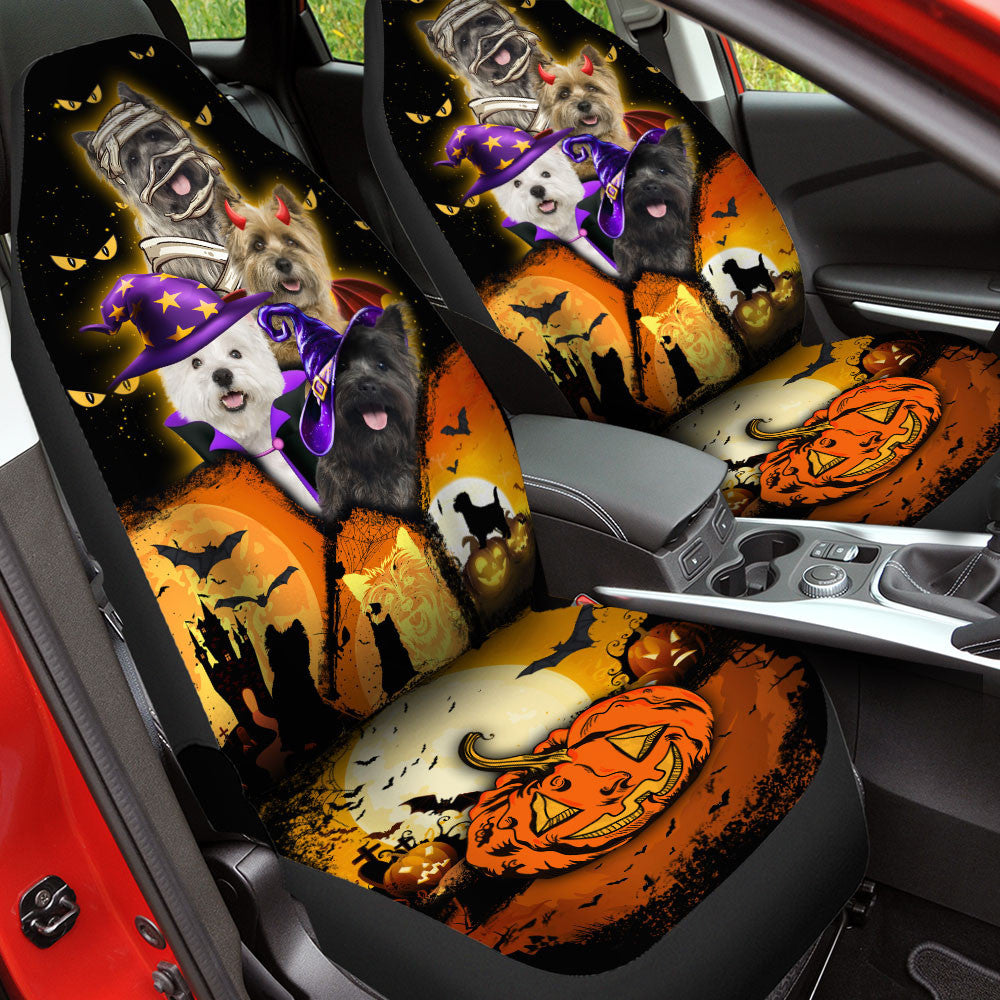 Cairn Terrier Halloween Pumpkin Scary Car Seat Covers