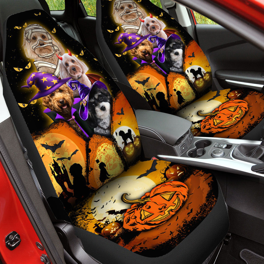 Cavapoo Halloween Pumpkin Scary Car Seat Covers