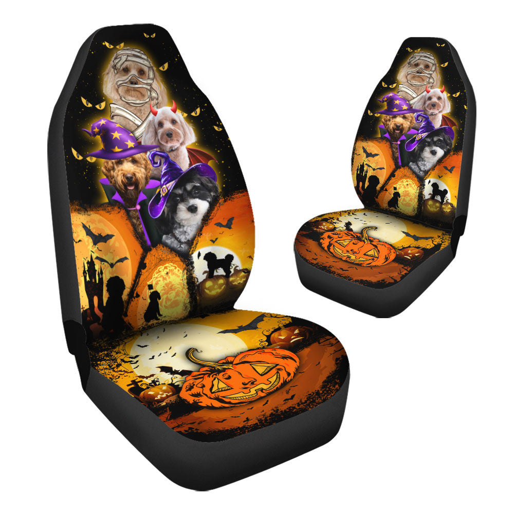 Cavapoo Halloween Pumpkin Scary Car Seat Covers