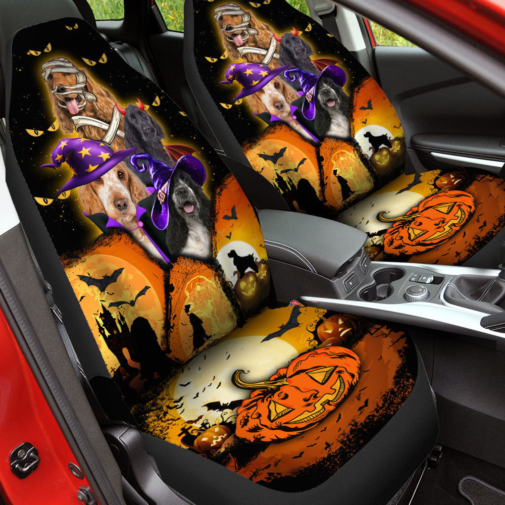 Cocker Spaniel Halloween Pumpkin Scary Car Seat Covers