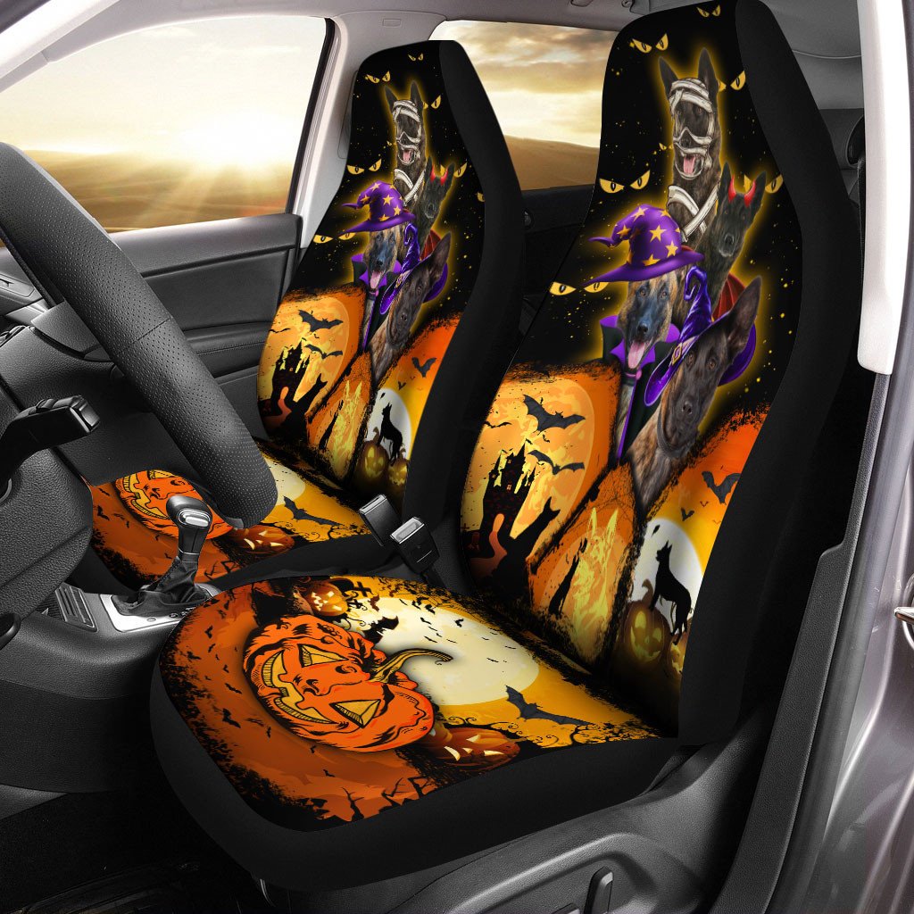 Dutch Shepherd Halloween Pumpkin Scary Car Seat Covers