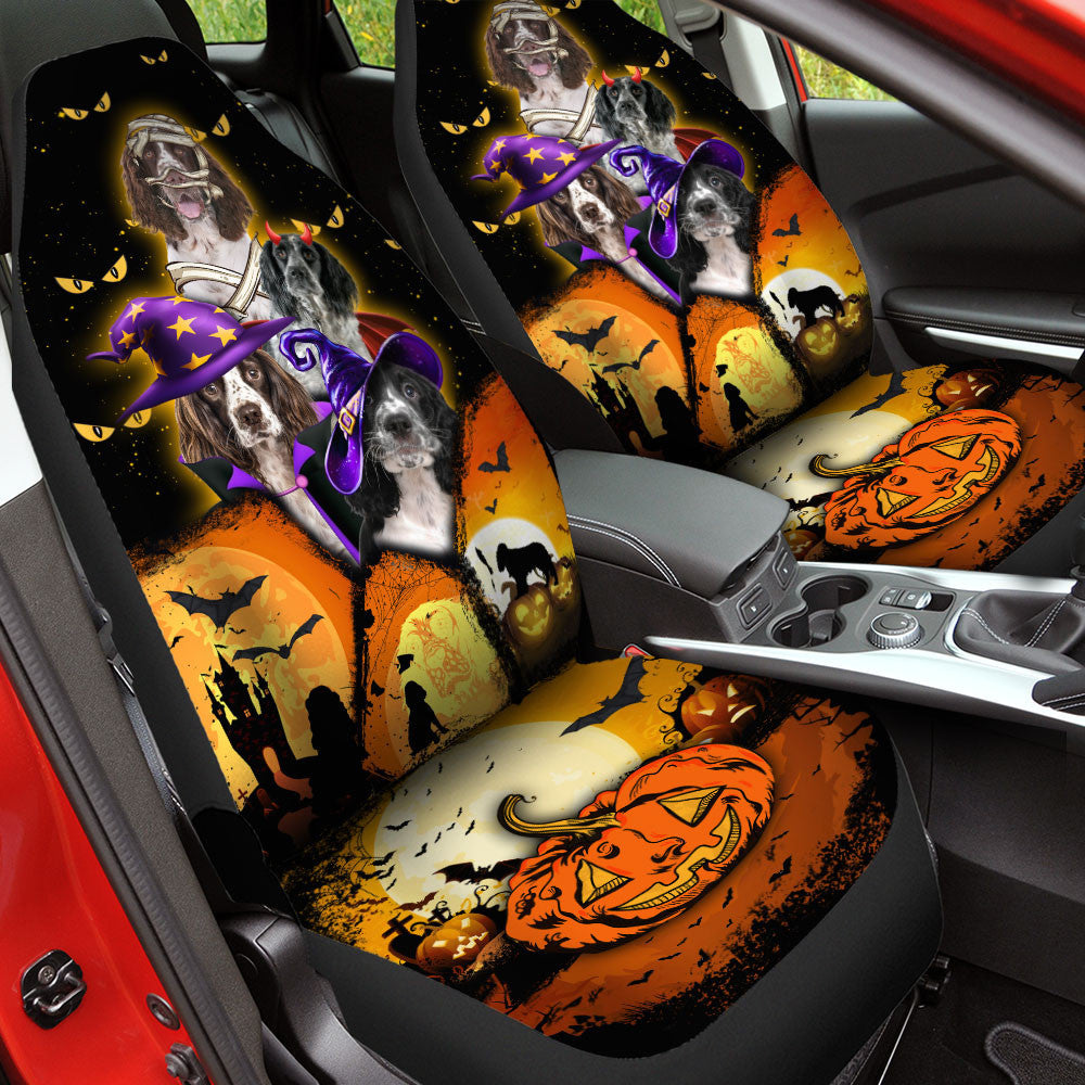 English Springer Spaniel Halloween Pumpkin Scary Car Seat Covers