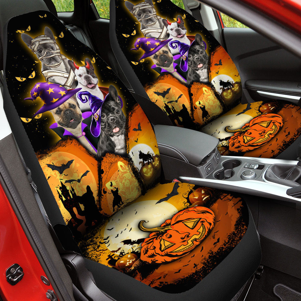French Bulldog Halloween Pumpkin Scary Car Seat Covers