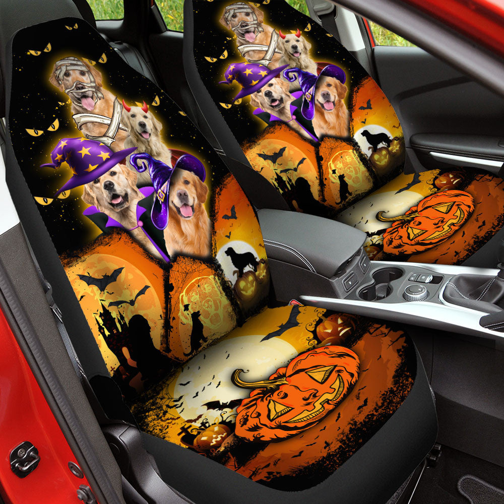 Golden Retriever Halloween Pumpkin Scary Car Seat Covers