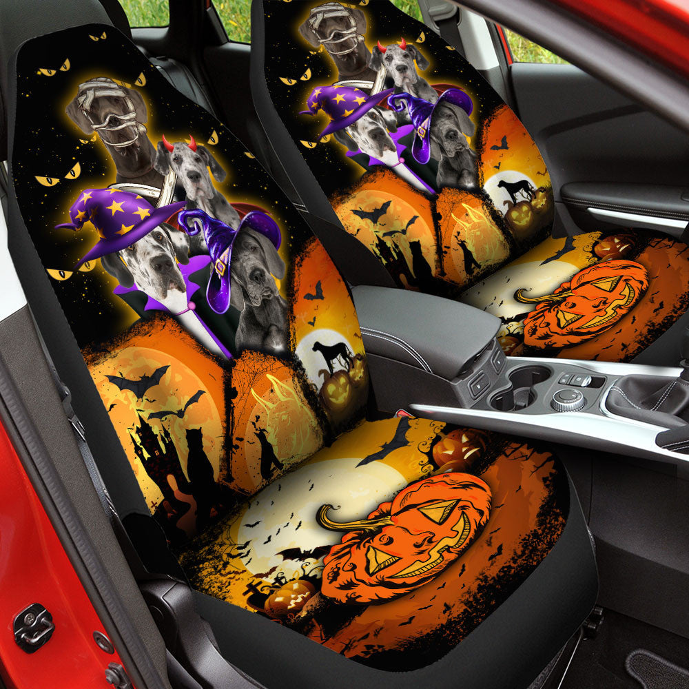 Great Dane Halloween Pumpkin Scary Car Seat Covers