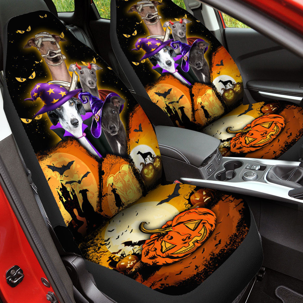 Greyhound Halloween Pumpkin Scary Car Seat Covers