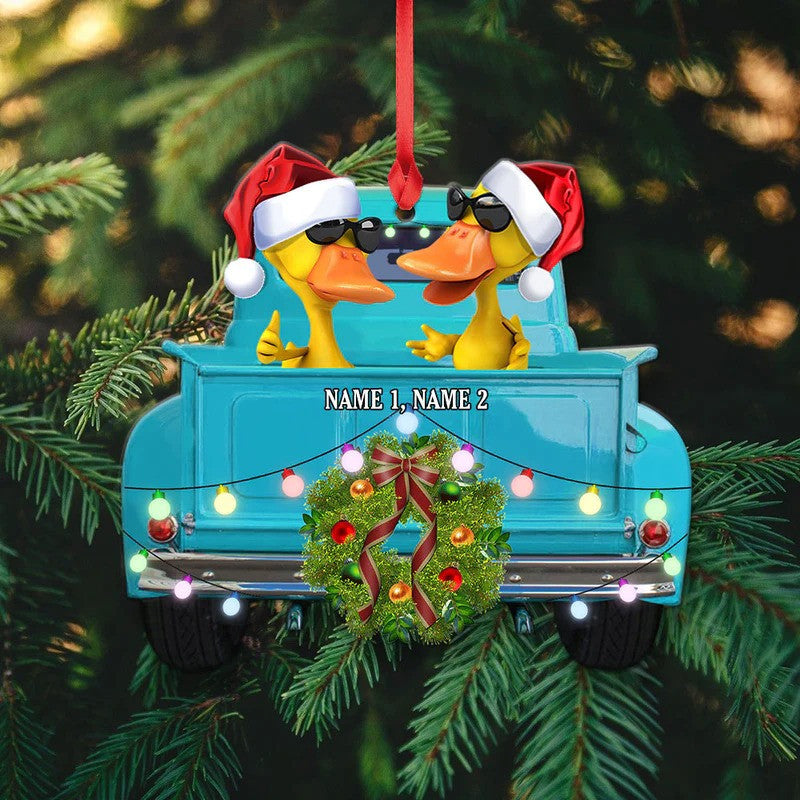Pickup Truck Christmas Ornament - Personalized Duck Christmas Ornament - Gift For Couple