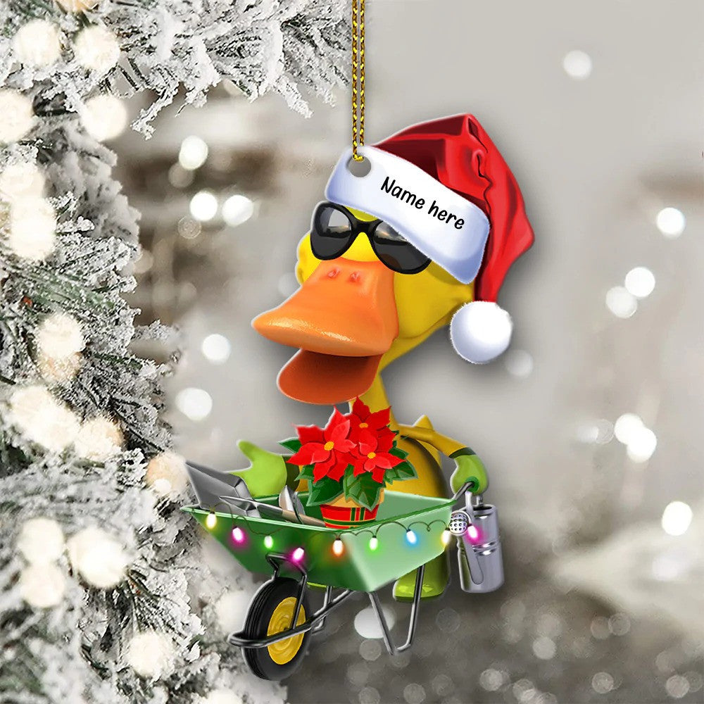Gardening Duck - Personalized Christmas Ornament- Christmas Gift For Gardeners