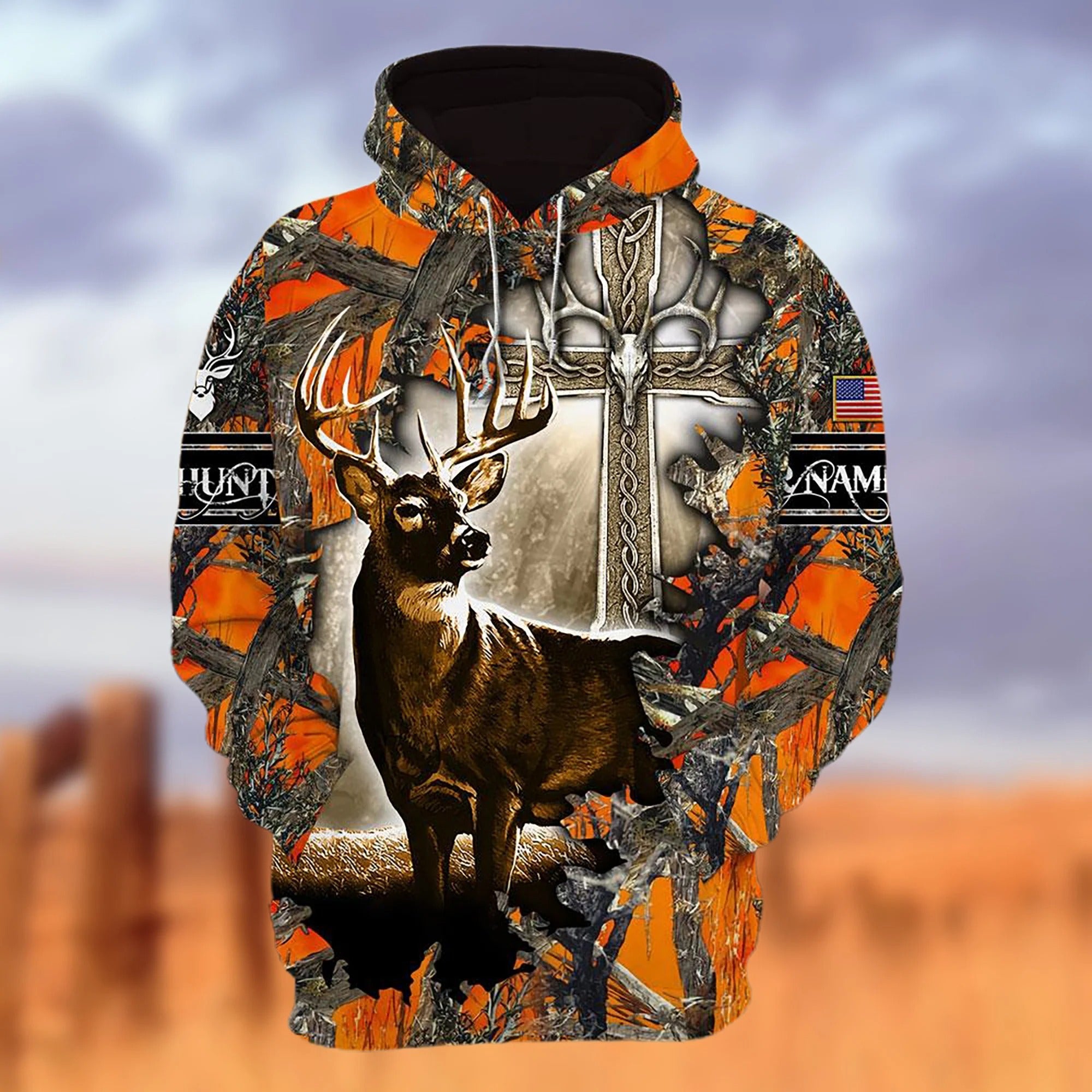 Custom Name 3D All Over Print Colorful Hunting Hoodie Deer Hunting Hoodie Deer Hunter Clothing Hunter Gift