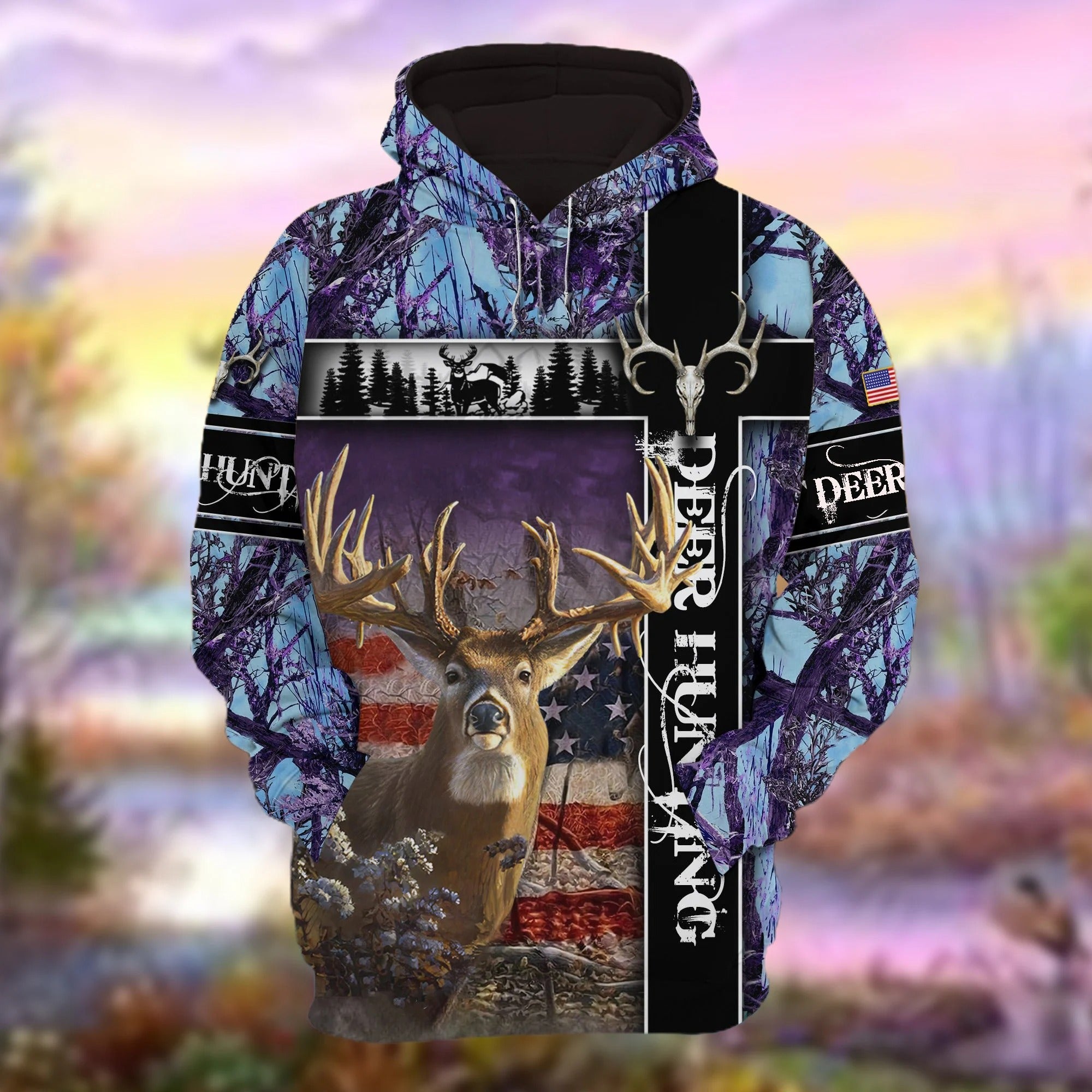 Personalized Deer Hunting Hoodie 3D Pullover American Forest Pattern Deer Hunting Hoodie Hunting Club Uniform