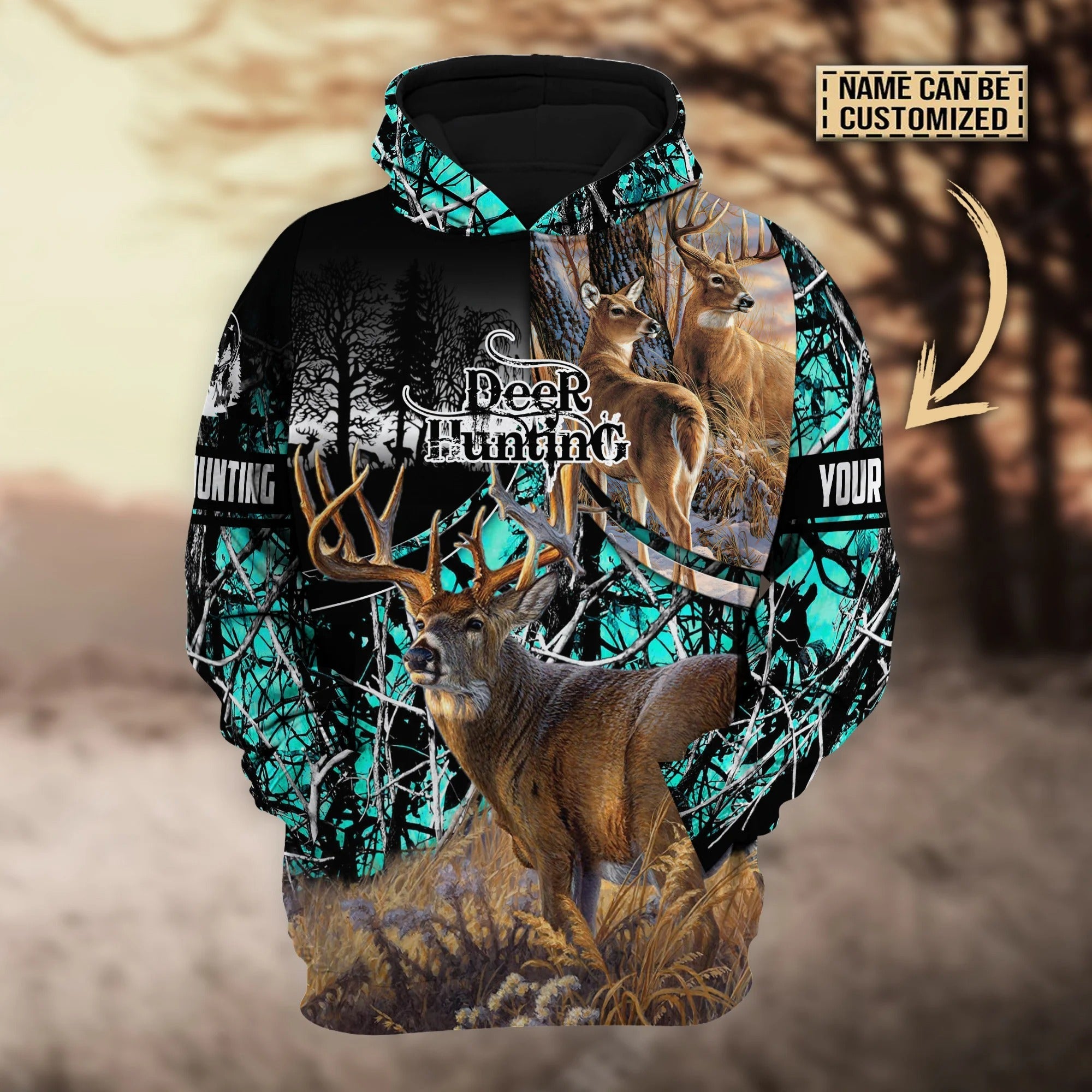 Personalized Deer Hunting Hoodie For Men Women Premium 3D Hoodie Pullover For Hunting Lover Hunter Birthday Gift