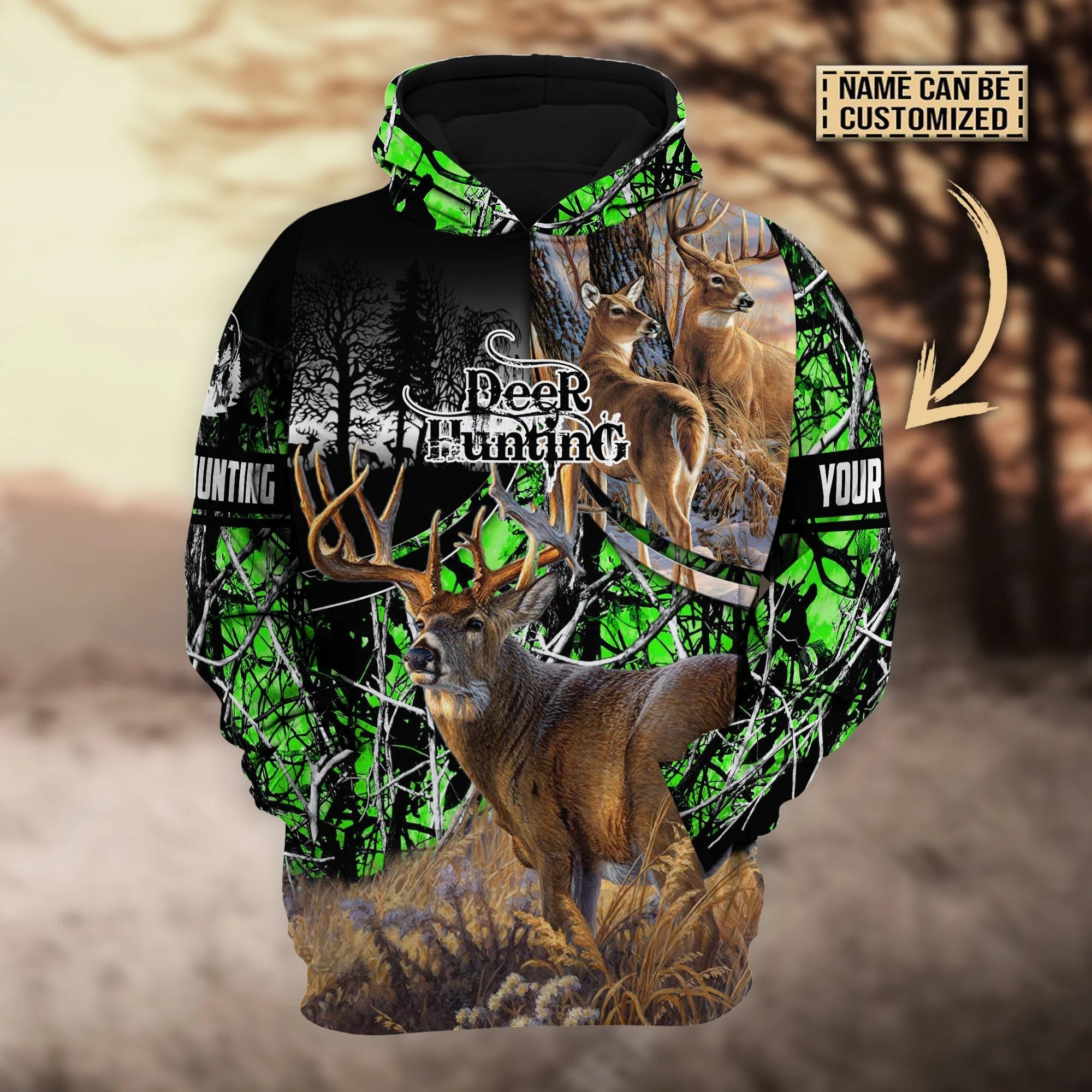 Personalized Deer Hunting Hoodie For Men Women Premium 3D Hoodie Pullover For Hunting Lover Hunter Birthday Gift