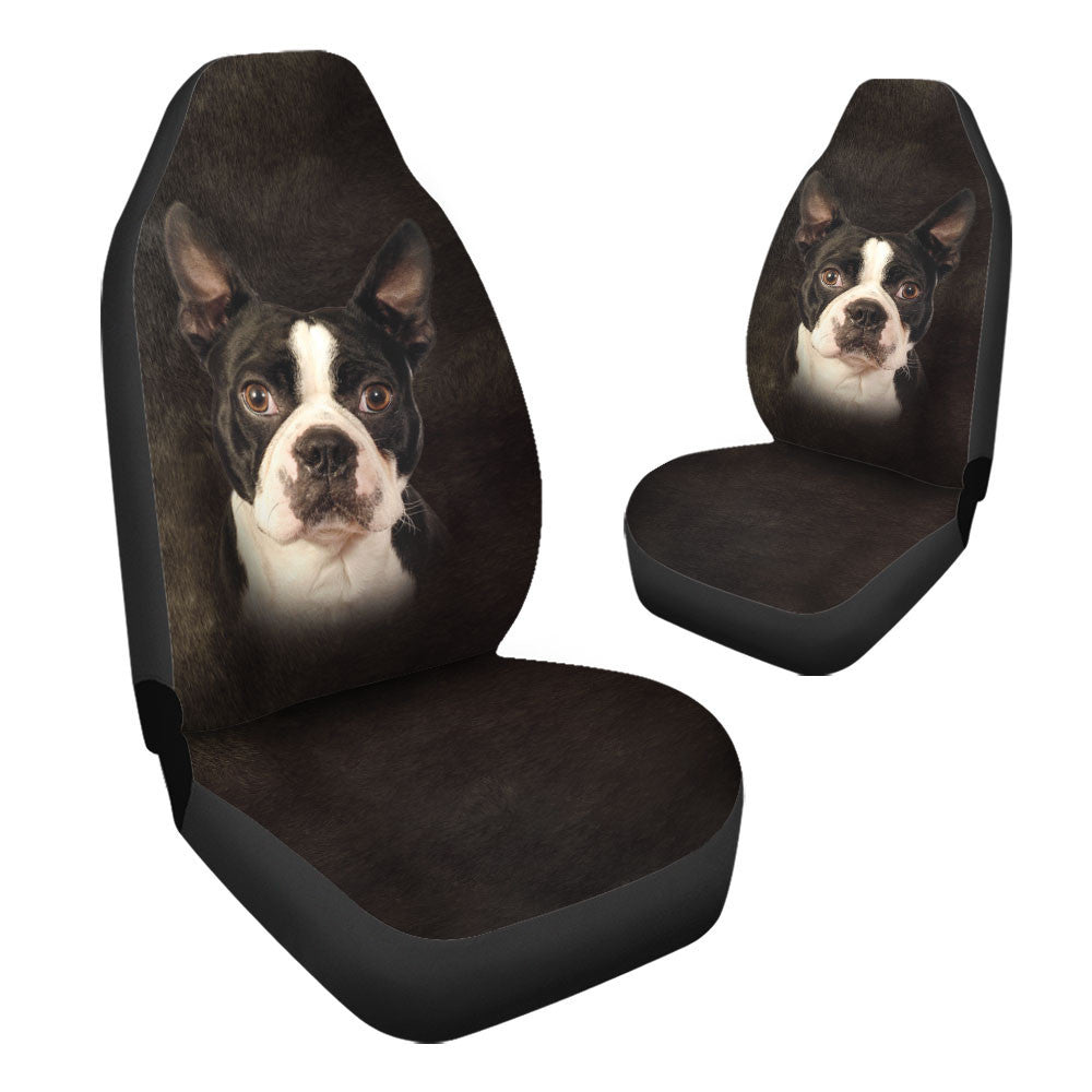 Boston Terrier Dog Funny Face Car Seat Covers