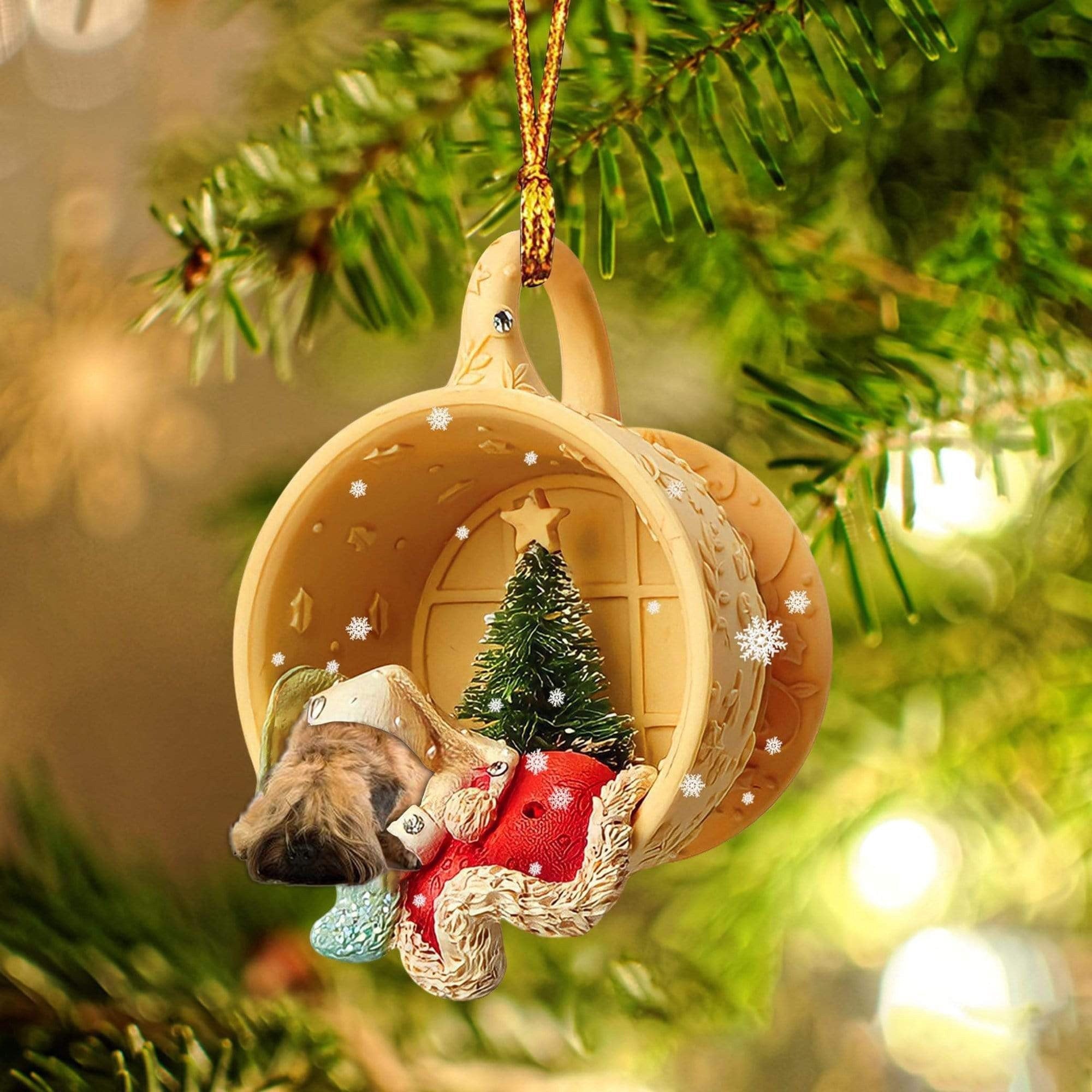 Wheaten Terrier Sleeping In A Cup Christmas Ornament/ Flat Acrylic Dog Christmas Ornament