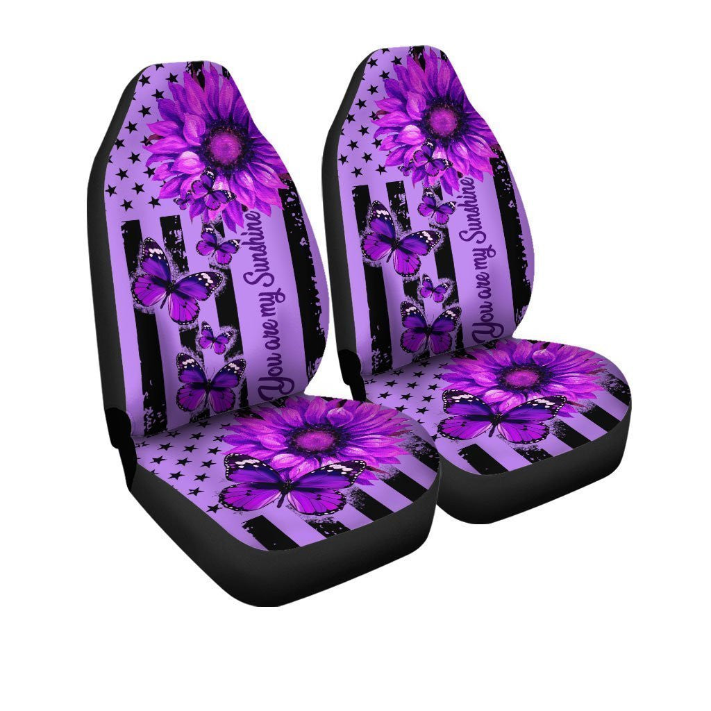 Butterfly Car Seat Covers Custom Purple Sunflower Car Accessories